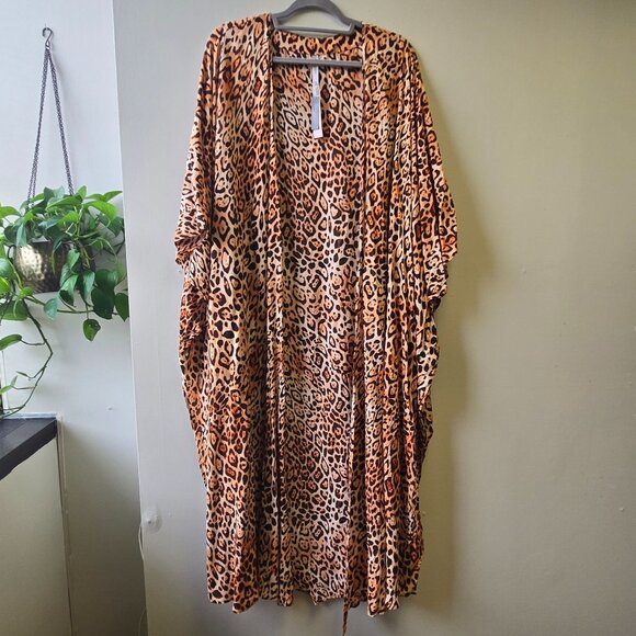 NWT Victorias Secret Swim Leopard Print Kimono Cover Up M/L - Picture 1 of 6